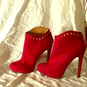 Red stiletto booties